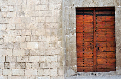 Closed door of building