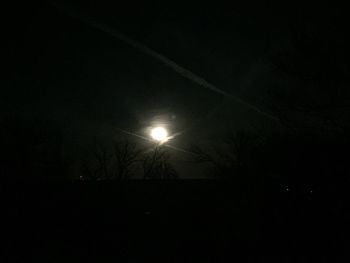 Silhouette trees against sky at night