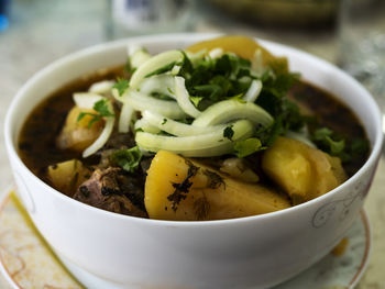 Close-up of soup in bowl