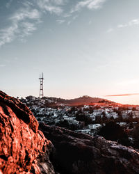 Scenic view of mountains against sky during sunset