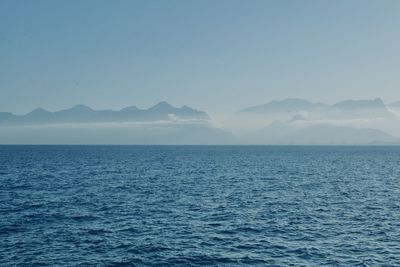 Scenic view of sea against clear sky