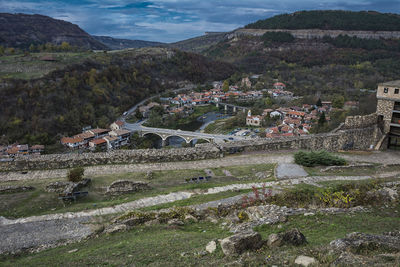 High angle view of crowd on mountain