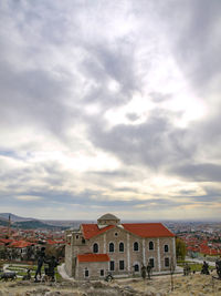 High angle view of buildings in city