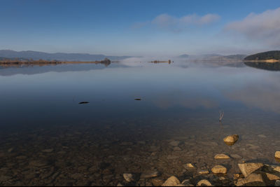 Scenic view of lake against sky