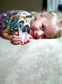 Close-up of girl at home