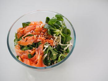 High angle view of salad in bowl