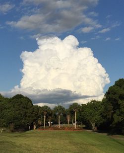Scenic view of landscape against cloudy sky