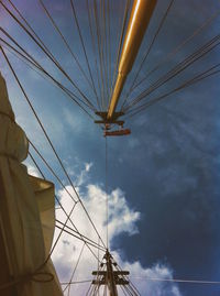 Low angle view of electricity pylon against sky