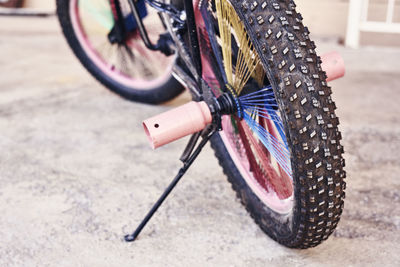 High angle view of bicycle on street