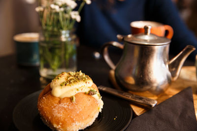 Close-up of breakfast on table