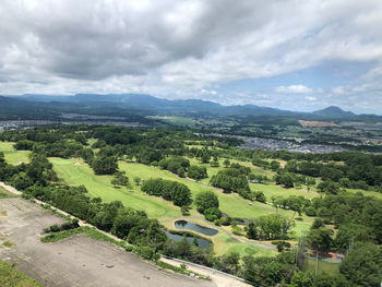 High angle view of landscape against sky