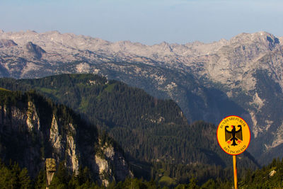 Landscape with mountain range in background