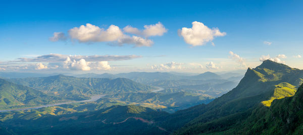 Panoramic view of landscape against cloudy sky