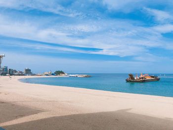 Scenic view of beach against sky