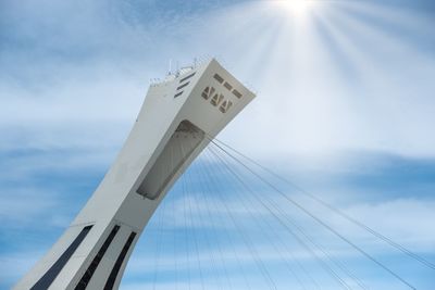 Low angle view of bridge against sky on sunny day