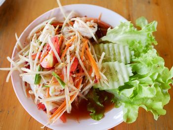 High angle view of meal served in plate