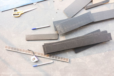 High angle view of pencil on table