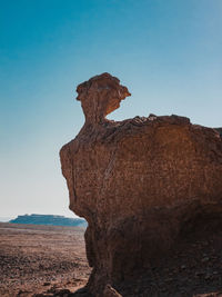 Rock formations on landscape against clear sky