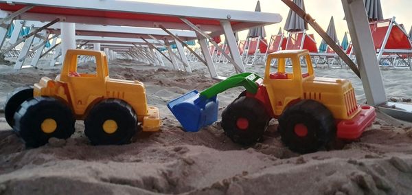 Toy car on sand
