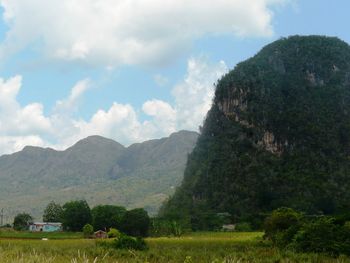 Scenic view of mountains against sky