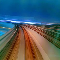 Light trails on road at night