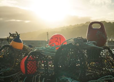 View of buoy on fishing boat