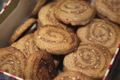 High angle view of cookies