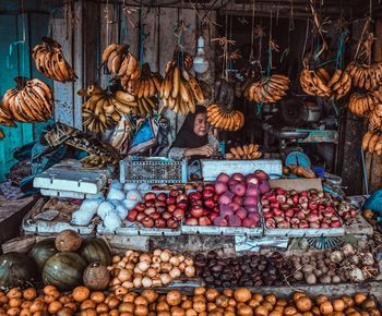 Various fruits for sale at market stall