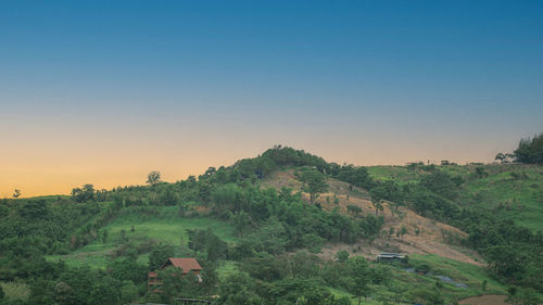 Scenic view of mountains against clear sky