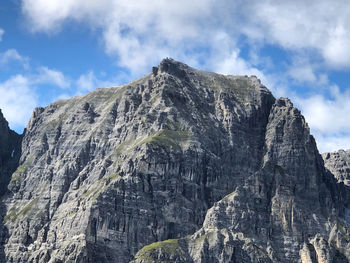 Low angle view of rock formation against sky