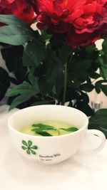 Close-up of tea served on table