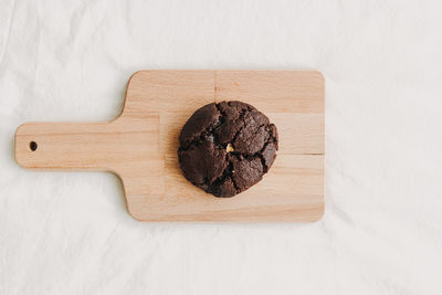 High angle view of cookies on cutting board