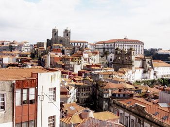 High angle view of townscape against sky