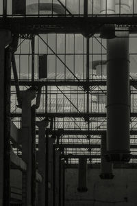 Interior of factory against sky