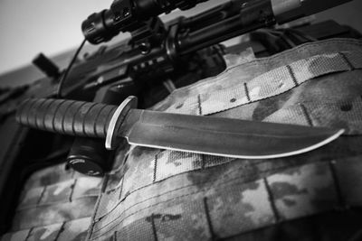 High angle view of man holding camera