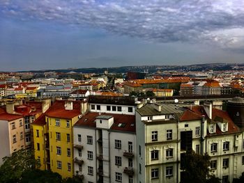 High angle view of townscape against sky