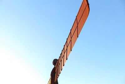 Low angle view of pole against clear sky