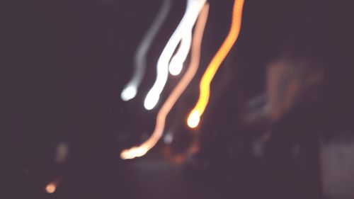 Close-up of light trails at night