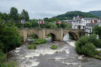 Bridge over dee river amidst trees