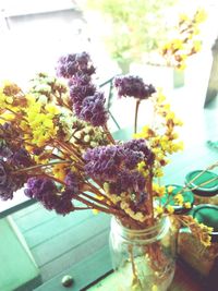 High angle view of flowers in vase