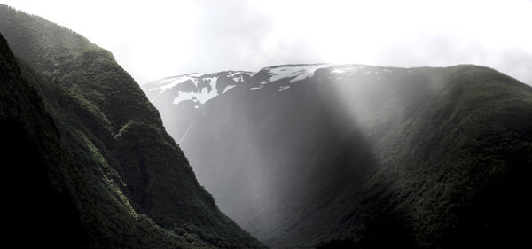 Scenic view of snow mountains against sky