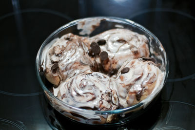 High angle view of food in bowl