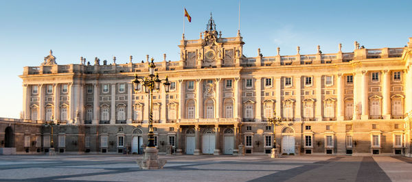 Panoramic view of madrid royal palace against sky