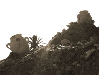 Low angle view of statue against clear sky