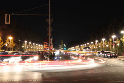 Light trails on city street at night