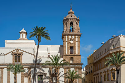 Low angle view of cathedral against clear blue sky