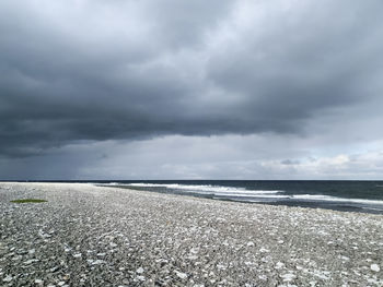 Scenic view of sea against cloudy sky