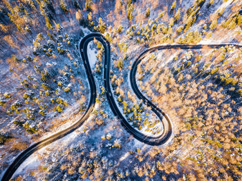 High angle view of winding road