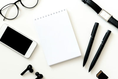 High angle view of pen on table