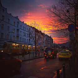 View of buildings at sunset